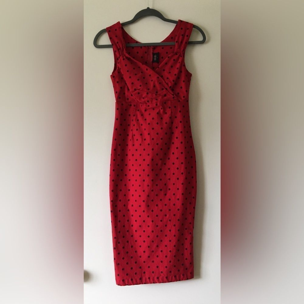 🎉HP🎉 Red & Black Polka Dot Dress